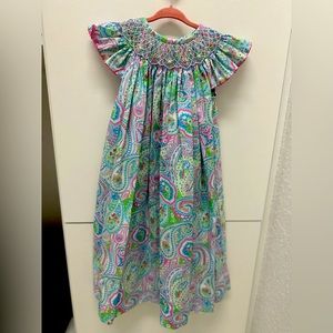 Adorable Geometric Smocked Spring Paisley Dress